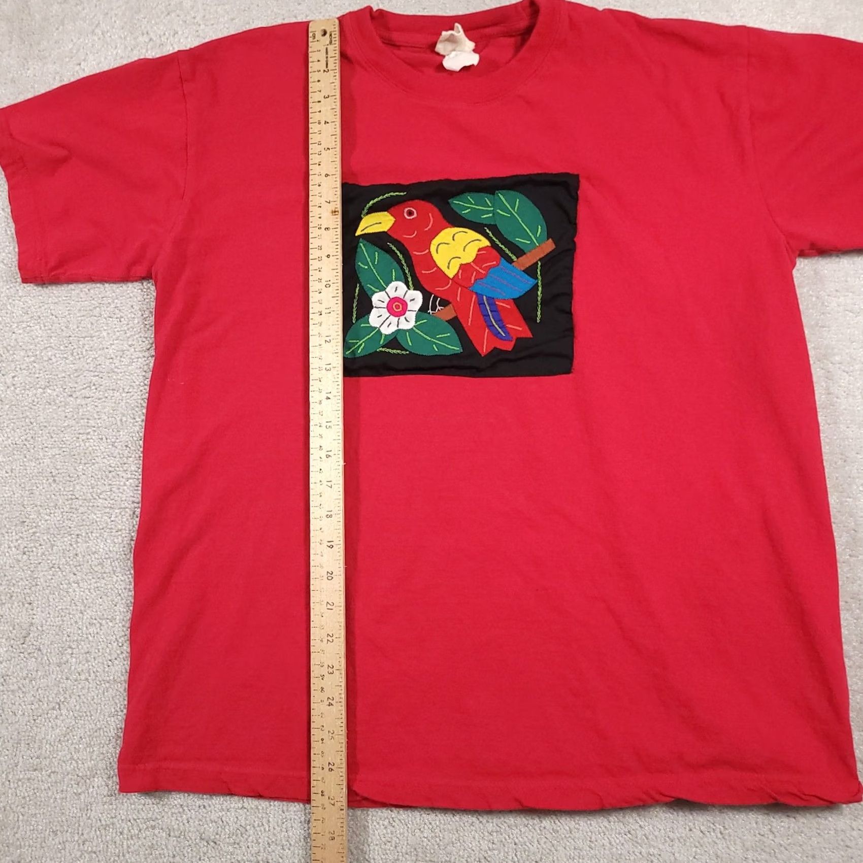 Vintage VINTAGE My Name Is Panama Shirt Mens Large Red Parrot Bird Mola Applique Embroidered Tee Size US L / EU 52-54 / 3 - 5 Thumbnail