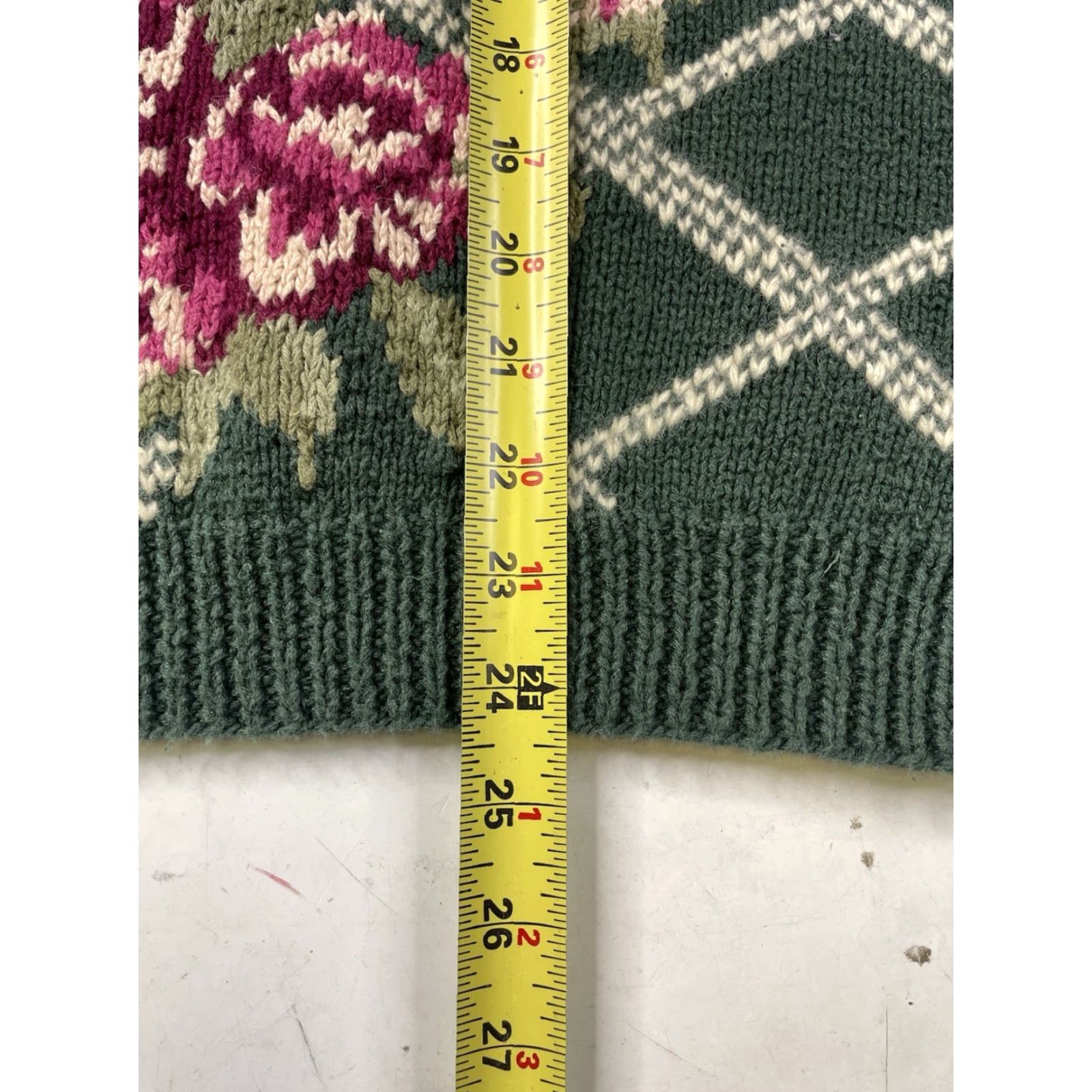 Vintage VINTAGE Pappagallo Rose Sweater Womens Size L Green Cotton Blend Knit Pullover Heavyweight Retro Size L / US 10 / IT 46 - 6 Thumbnail