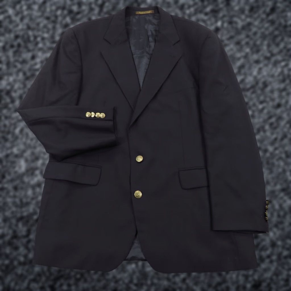 Ralph Lauren VINTAGE Ralph Lauren Chaps Blazer Mens 44R Navy Gold Buttons Jacket Sport Coat Size 44R - 1 Thumbnail
