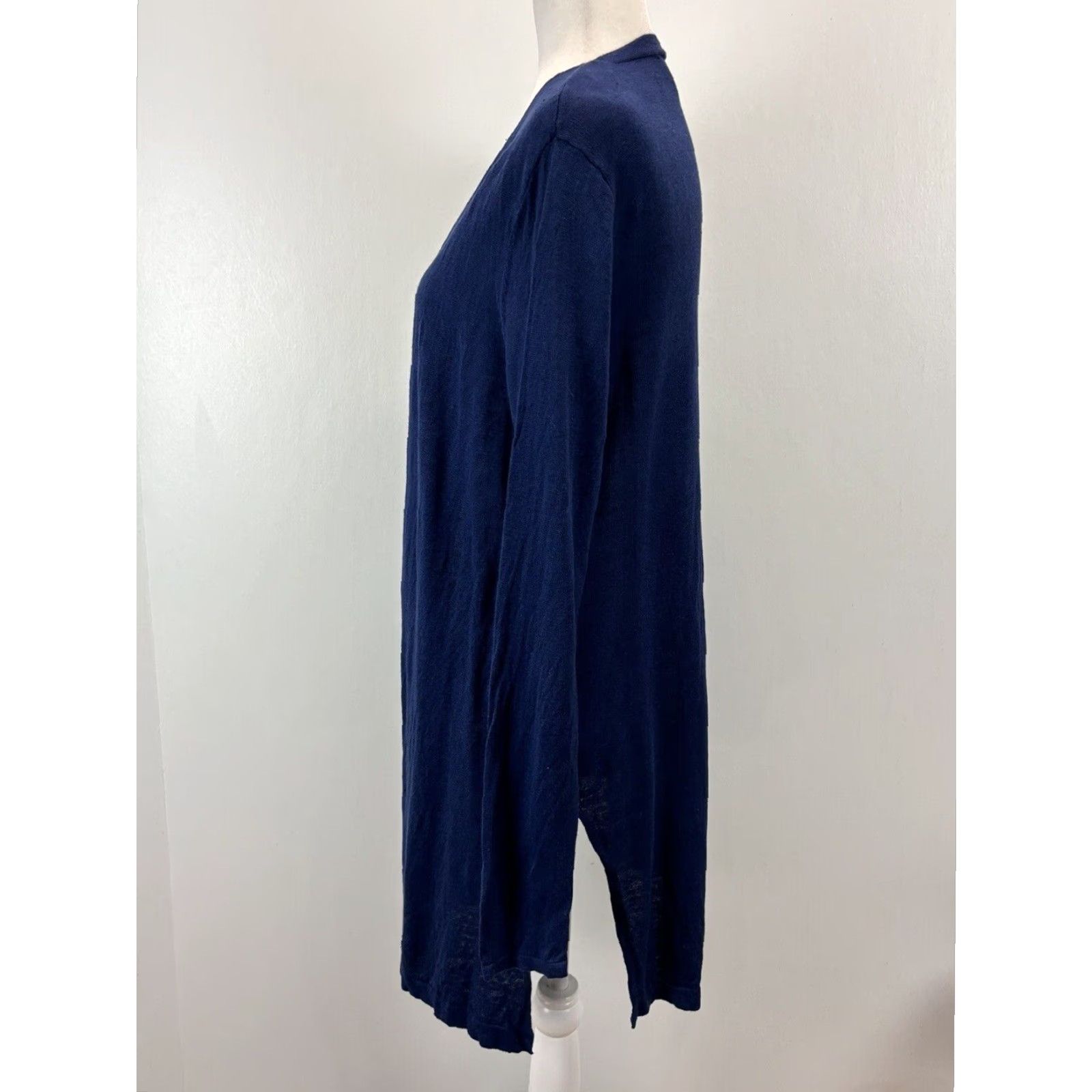 Vintage Women's Travelsmith Linen Blend Cardigan Sweater Small Navy Blue Long Sleeve Open Front Knit Size S / US 4 / IT 40 - 2 Thumbnail
