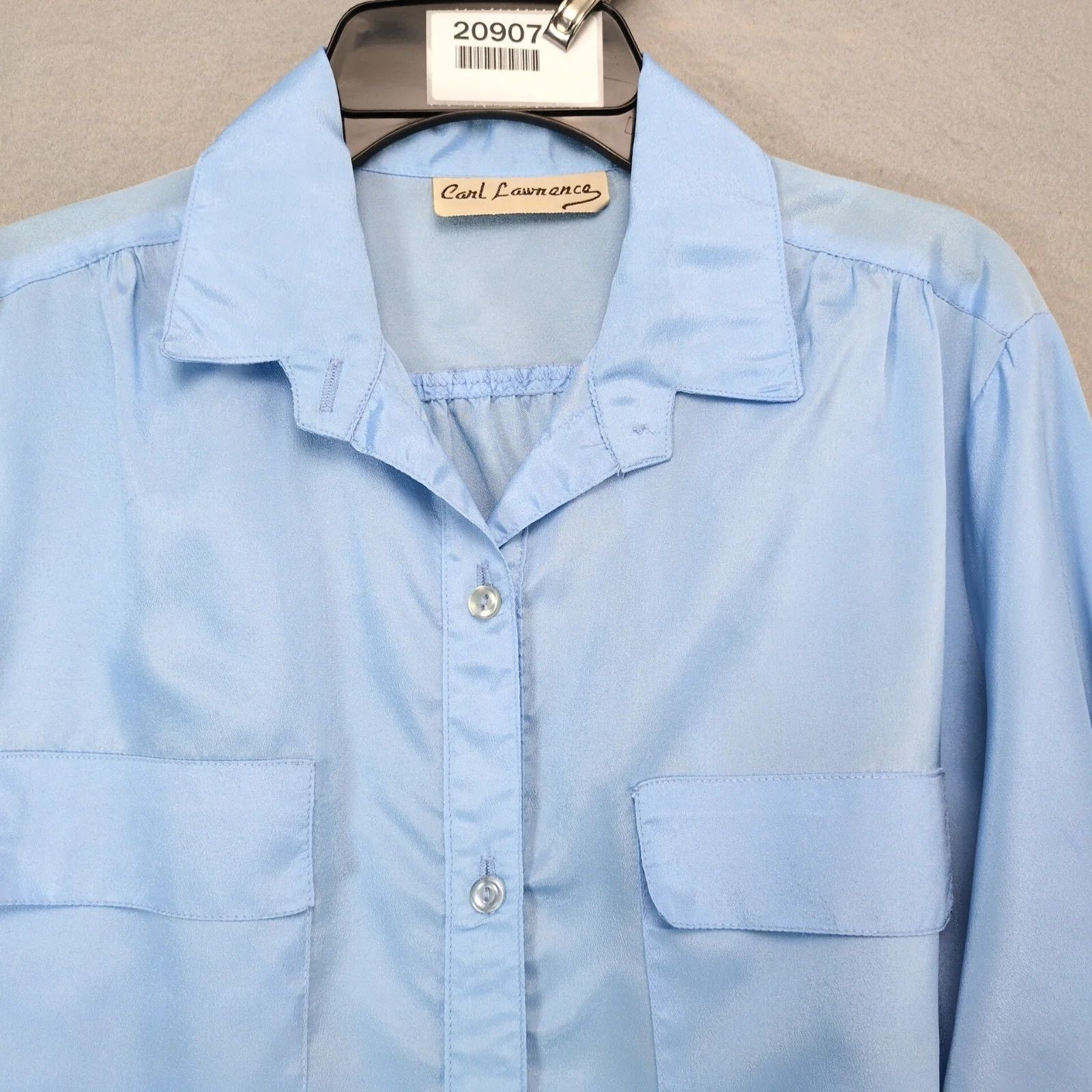 Vintage Carl Lawrence Blue Button Front Blouse Women's M Long Sleeve Size M / US 6-8 / IT 42-44 - 9 Thumbnail