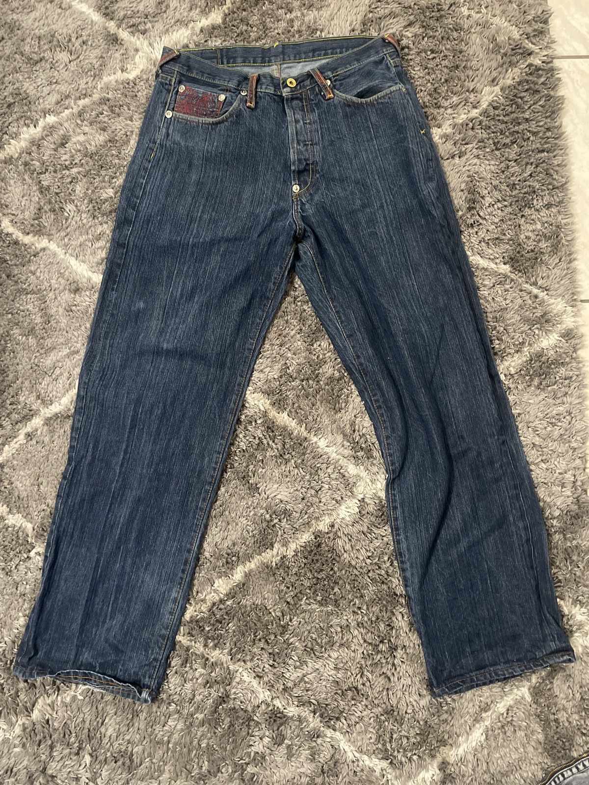 Image of Red And Blue Evisu Jeans in Navy, Men's (Size 34)