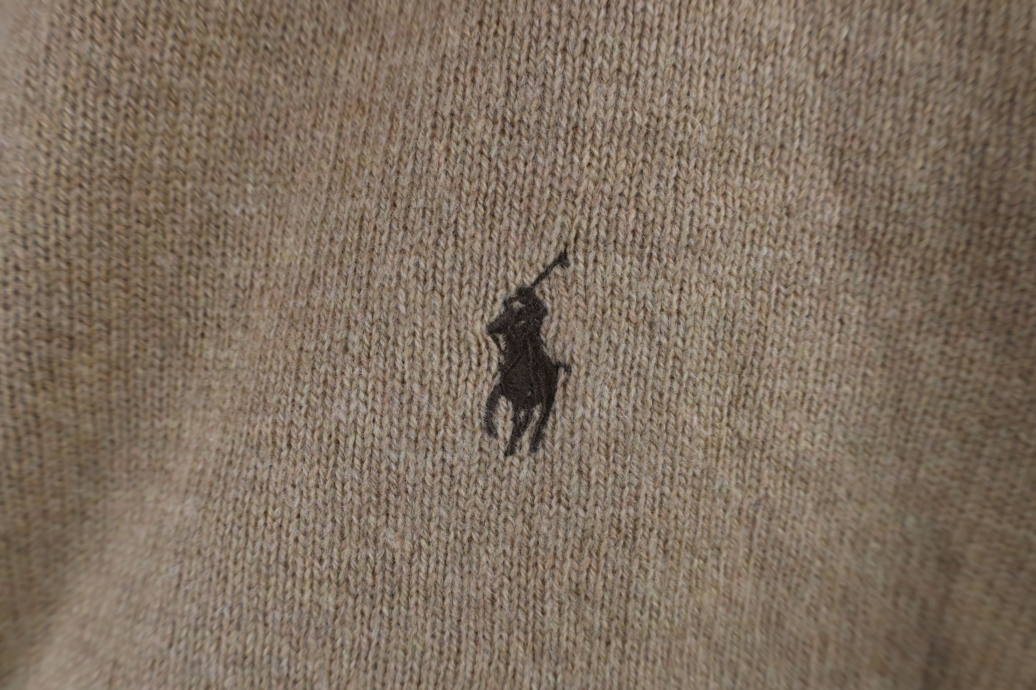 Polo Ralph Lauren Vintage 90s Ralph Lauren Knit V-Neck Sweater Oatmeal Brown Size US XL / EU 56 / 4 - 4 Thumbnail