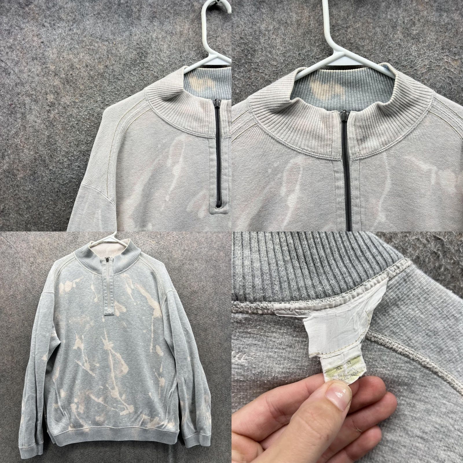 Tommy Bahama Tommy Bahama Sweatshirt Mens XL Gray 1/4 Zip Fleece Pullover Pockets Bleach Dye Size US XL / EU 56 / 4 - 8 Thumbnail