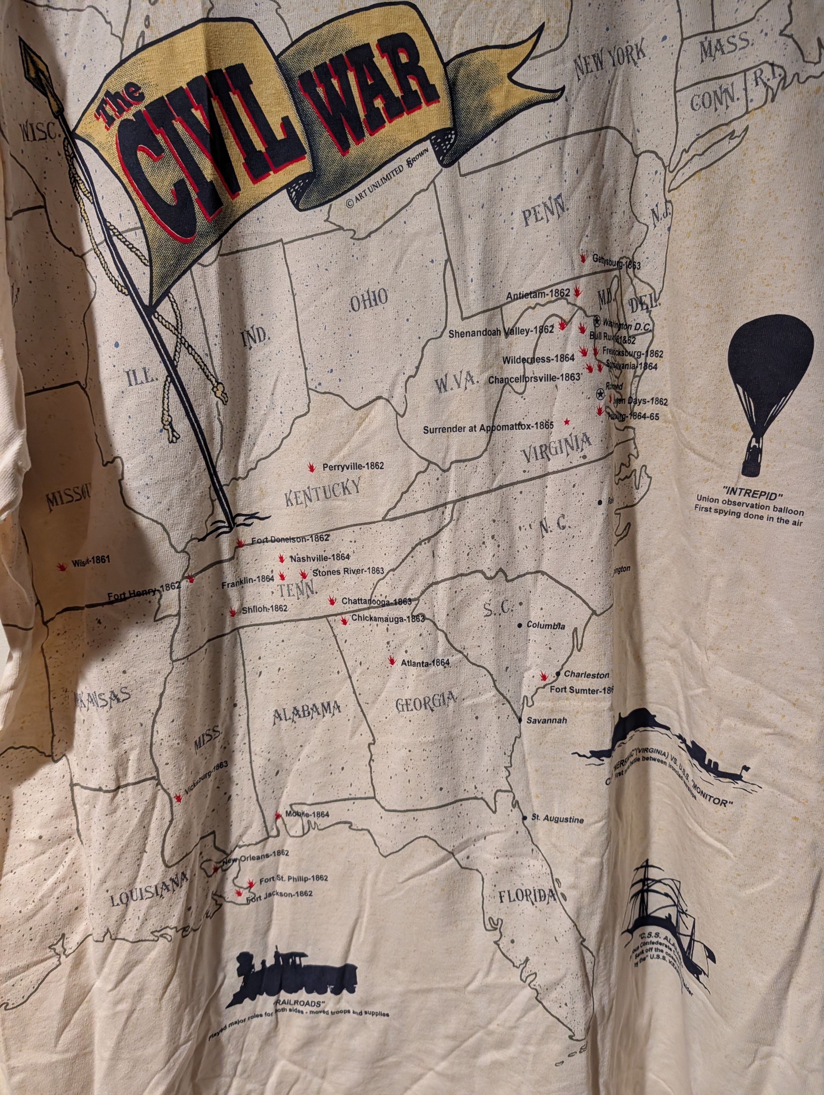 Arts & Science Vintage 90s Civil War Art Unlimited Sportswear T-Shirt Size US XL / EU 56 / 4 - 2 Thumbnail