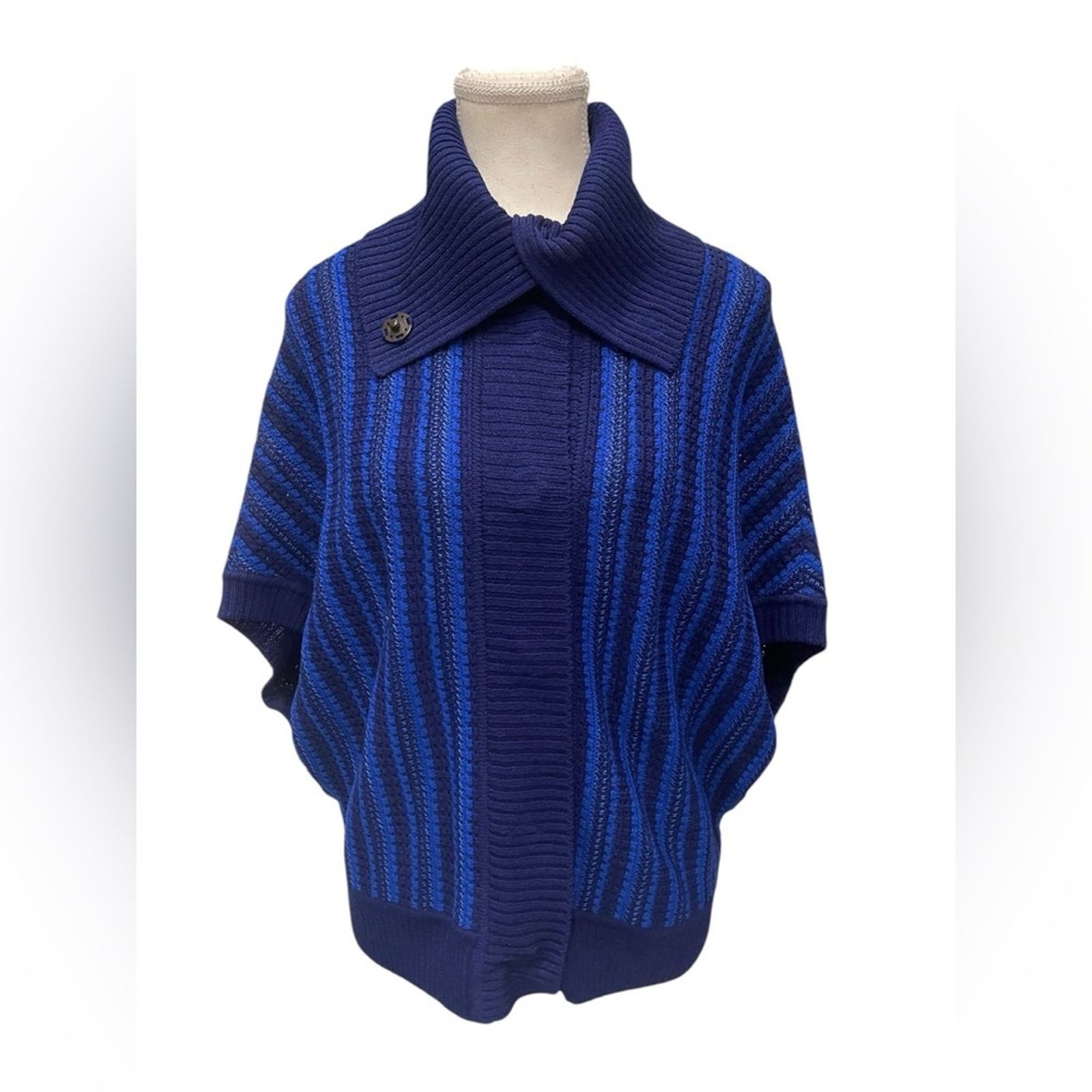 St. John St. John Navy and Royal Blue Cowl Neck Sweater Size:S Size S / US 4 / IT 40 - 1 Thumbnail