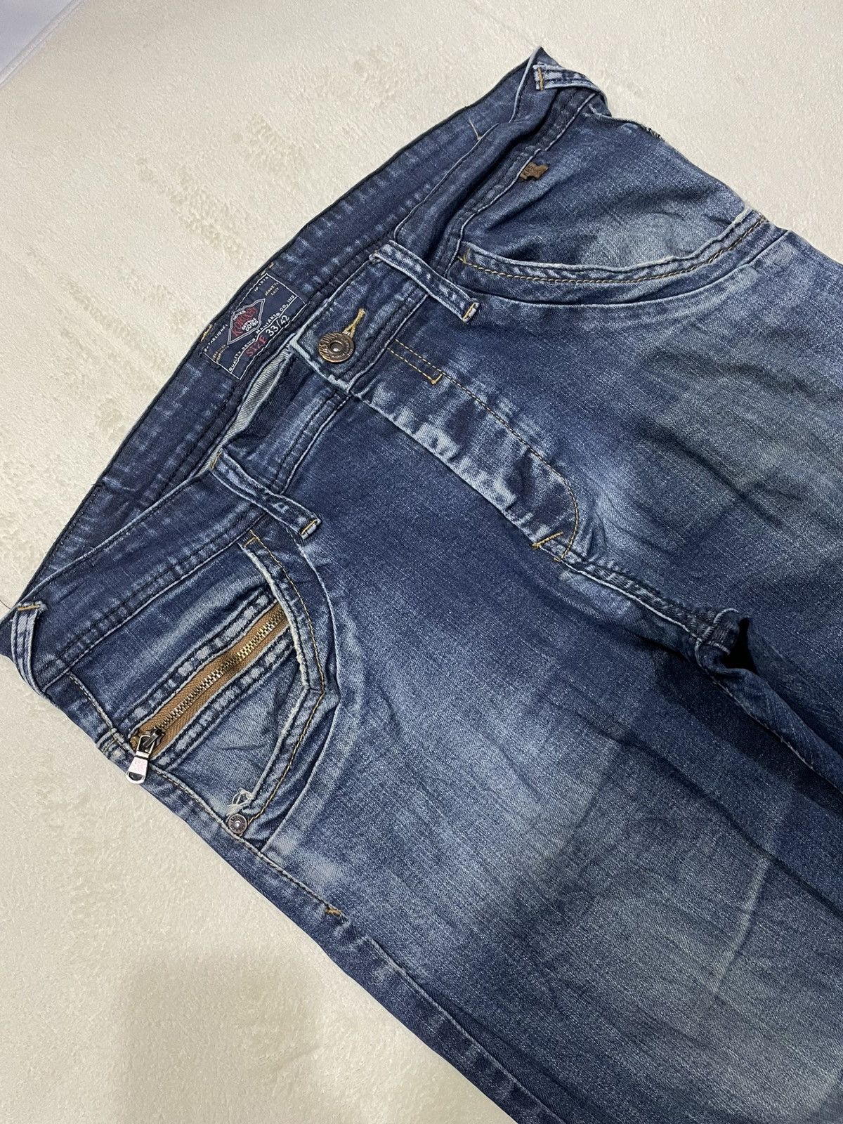 Japanese Brand Vintage KRS Denim Skinny Faded Distress Dark Blue Jeans Size US 33 - 6 Thumbnail