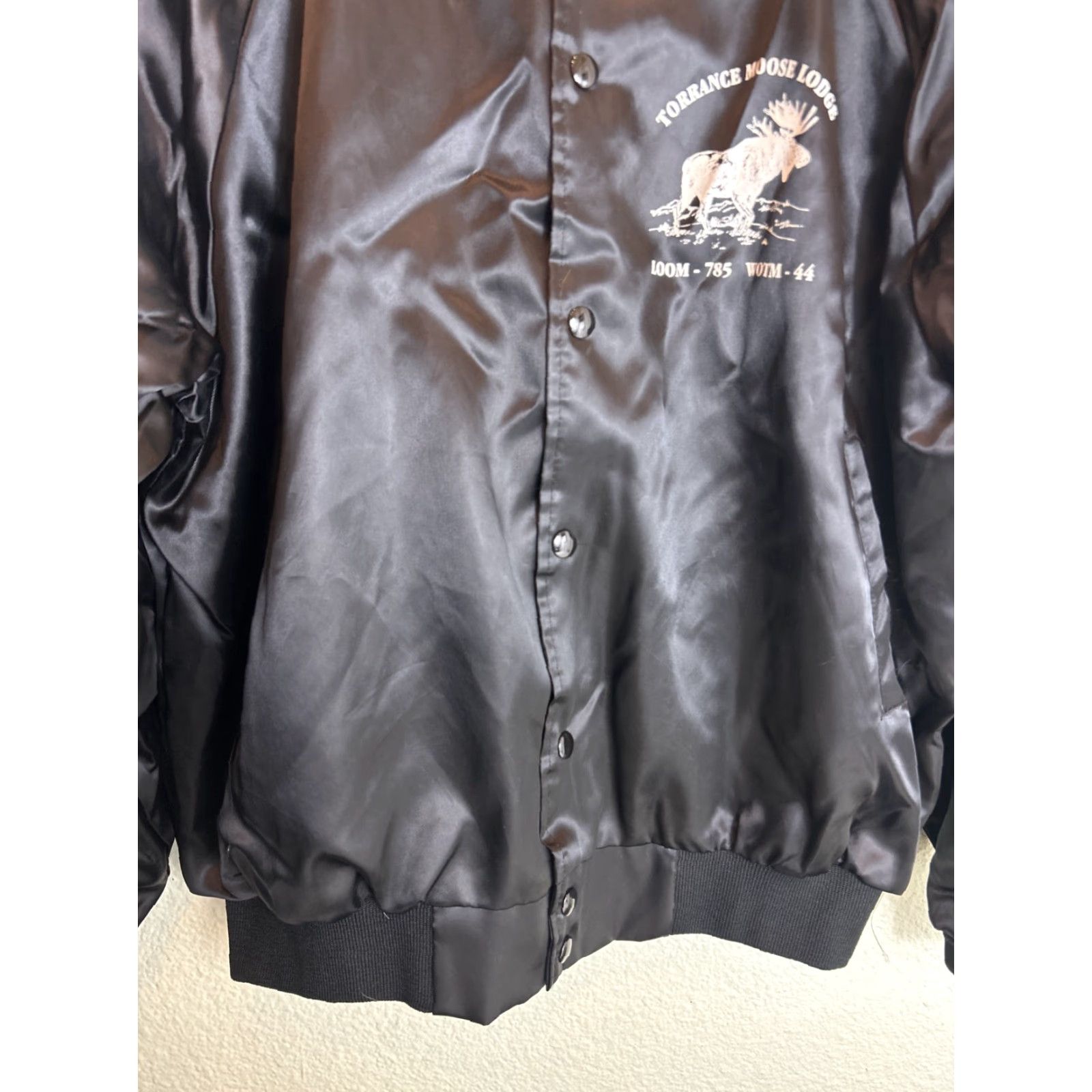 Vintage VINTAGE Auburn Satin Bomber Jacket White Black Full Snap Men L Jacket Size US L / EU 52-54 / 3 - 5 Thumbnail