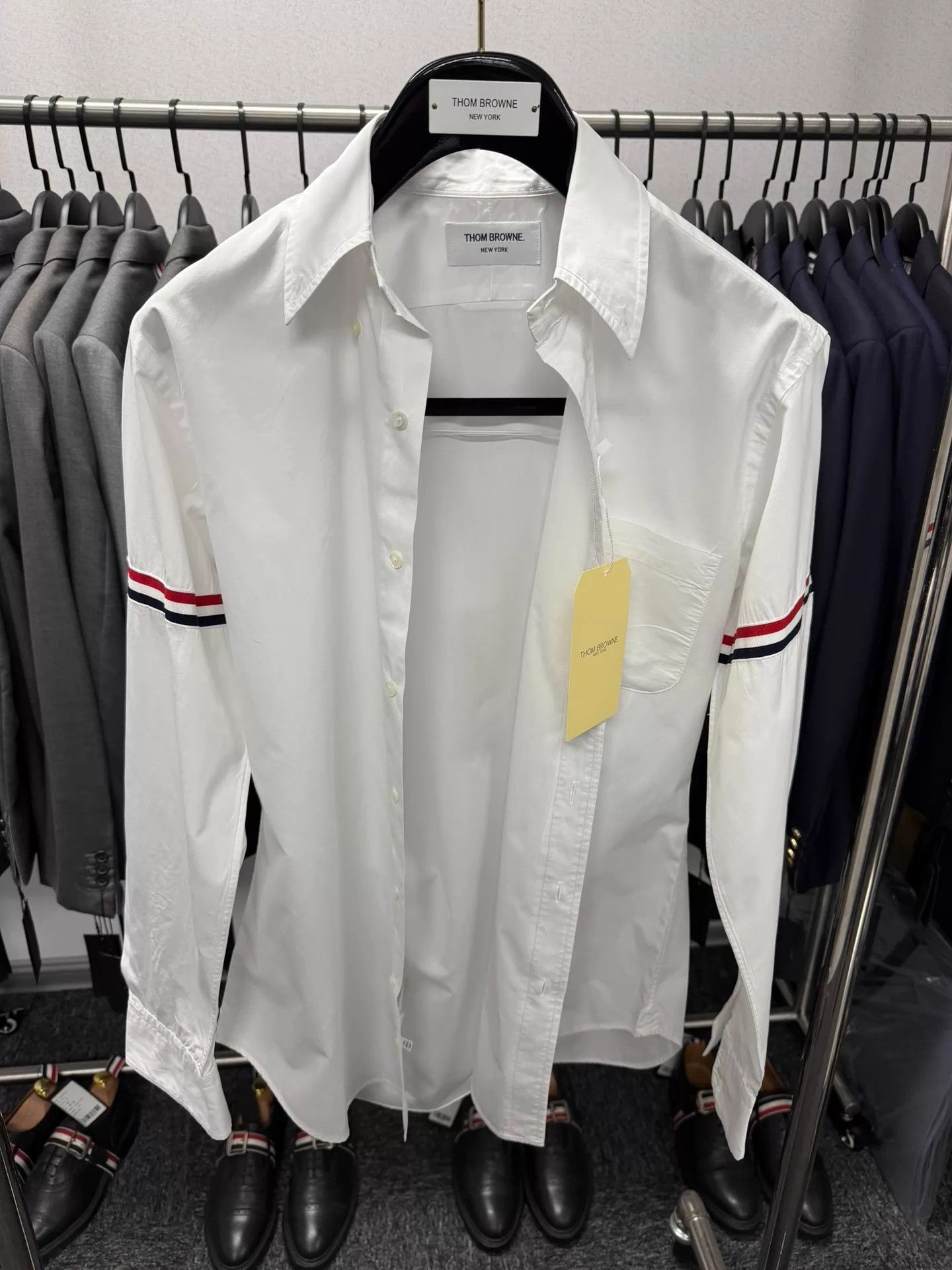 Thom Browne TB Men's Classic Double Sleeve Tab White Poplin Shirt Size 2 Size US M / EU 48-50 / 2 - 1 Thumbnail