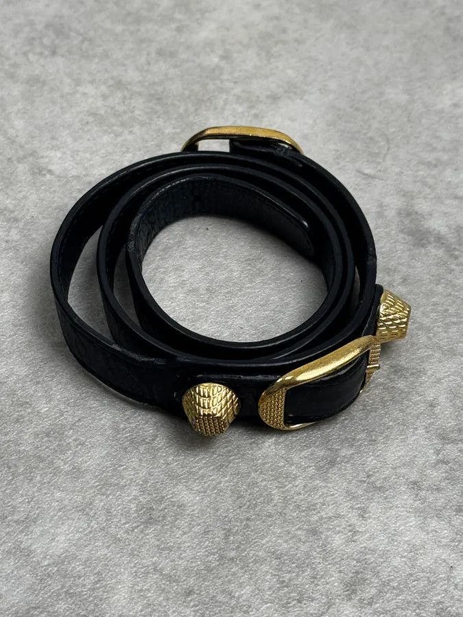 Balenciaga Balenciaga Black & Gold Studded City Leather Bracelet Size ONE SIZE - 2 Thumbnail