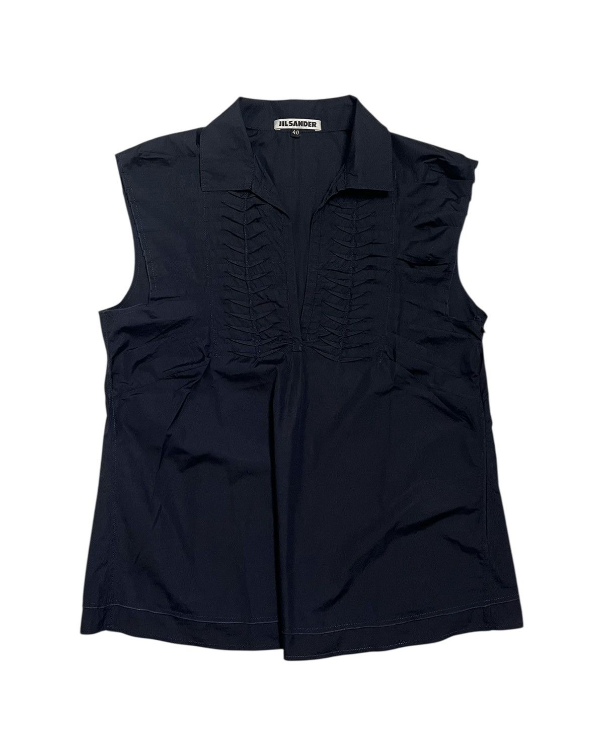 Jil Sander 2000s Pleated Sleeveless Blouse Size S / US 4 / IT 40 - 1 Thumbnail