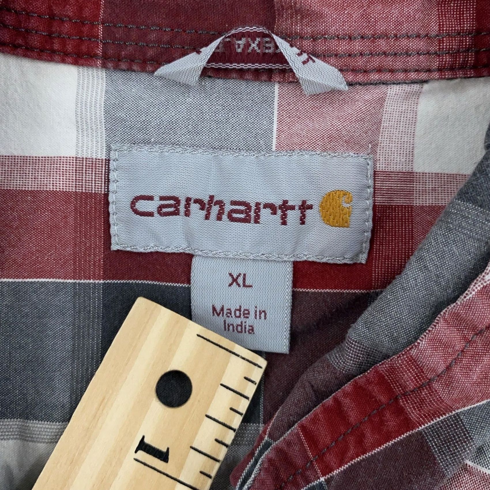Carhartt Carhartt Shirt XL Red Plaid Short Sleeve Button-Up Work Shirt Mens Regular Fit, Lightweight Cotton, Classic Outdoor Workwear Size US XL / EU 56 / 4 - 7 Thumbnail