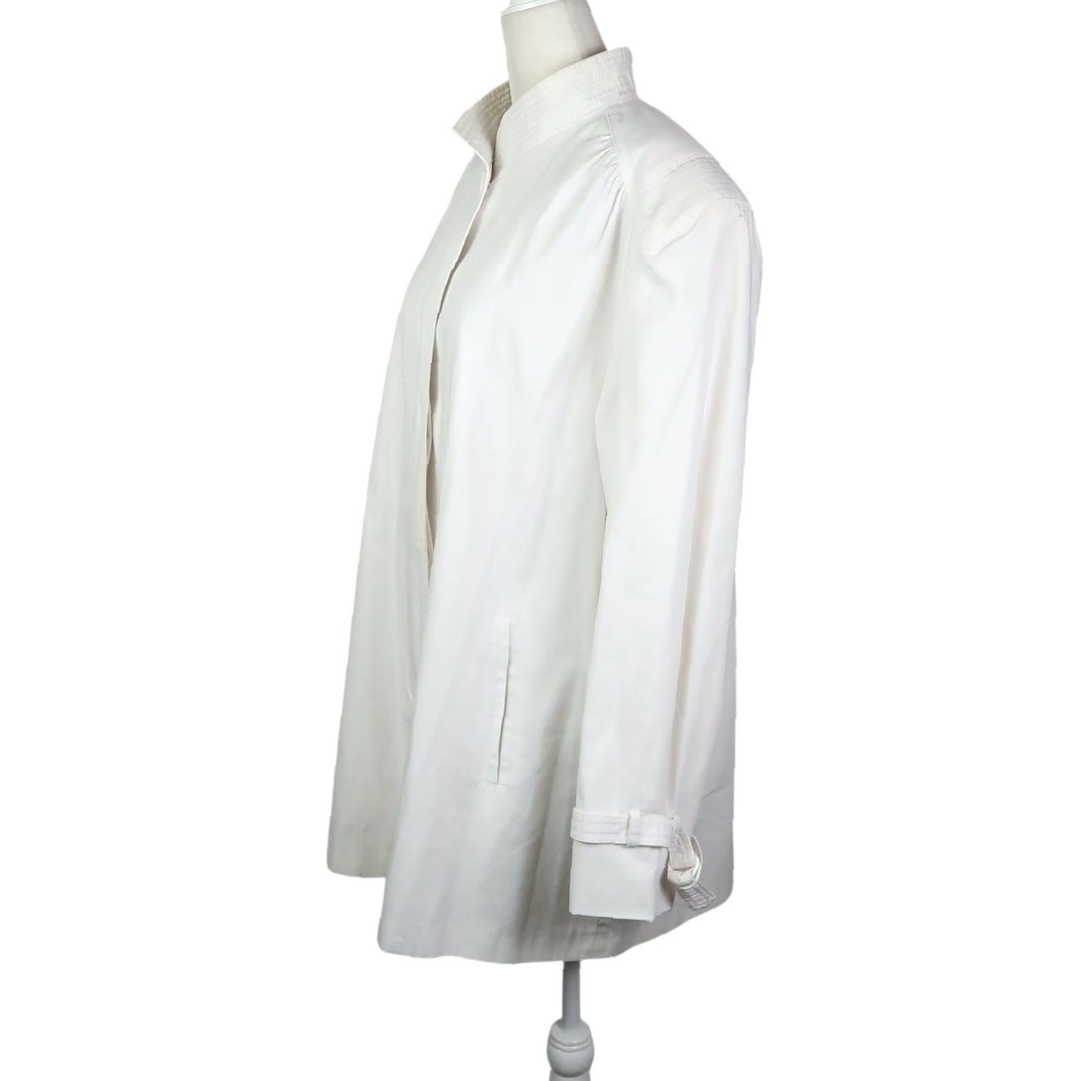 Vintage VINTAGE Fleet Street White Button Front Jacket 16 Plus Women Cotton Basic Jacket Mid-Length Long Sleeve 90s Spring Casual Solid 80s 90s Mens Girls Size XXL / US 16-18 / IT 52-54 - 3 Thumbnail