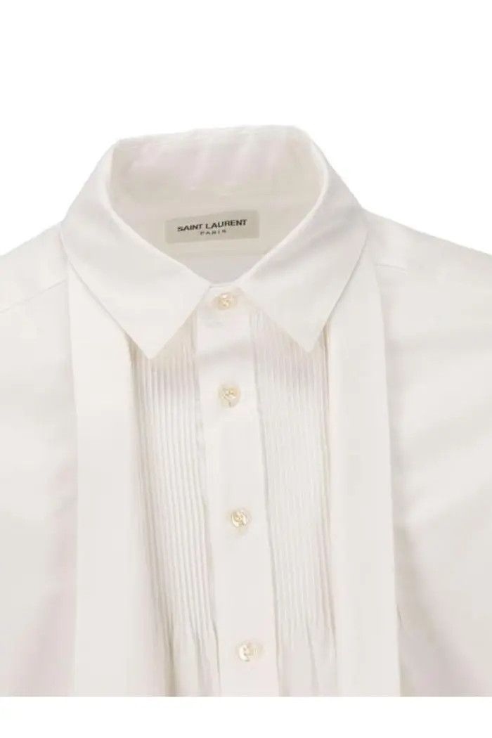 Saint Laurent Paris o1bcso1str1124 Lavalliere Neck Blouse in White Size US L / EU 52-54 / 3 - 3 Thumbnail