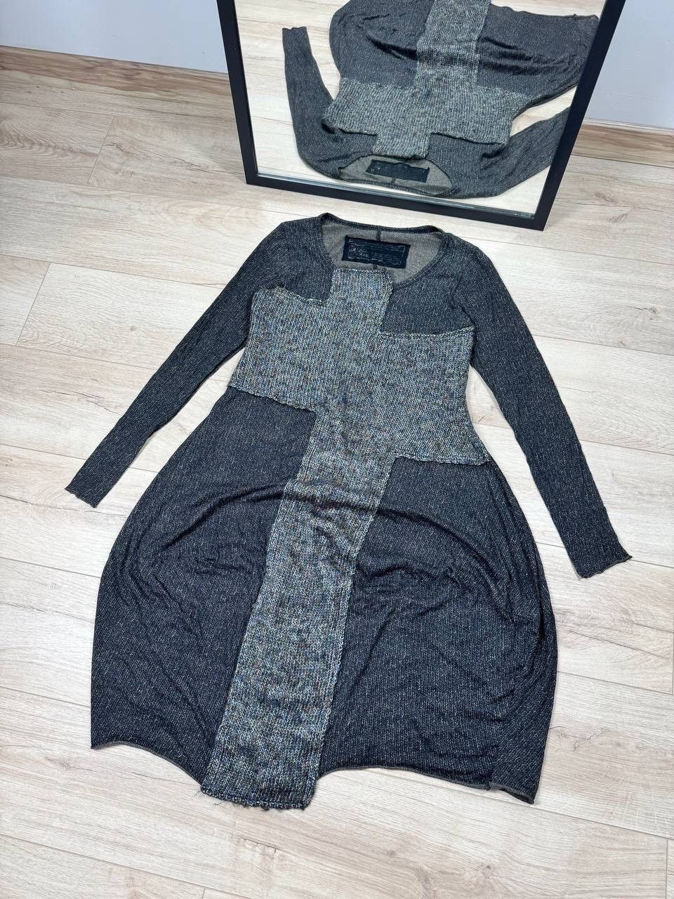 Rundholz Rundholz Grey Patchwork Asymmetric Knit Tunic Dress Size M Size M / US 6-8 / IT 42-44 - 6 Thumbnail