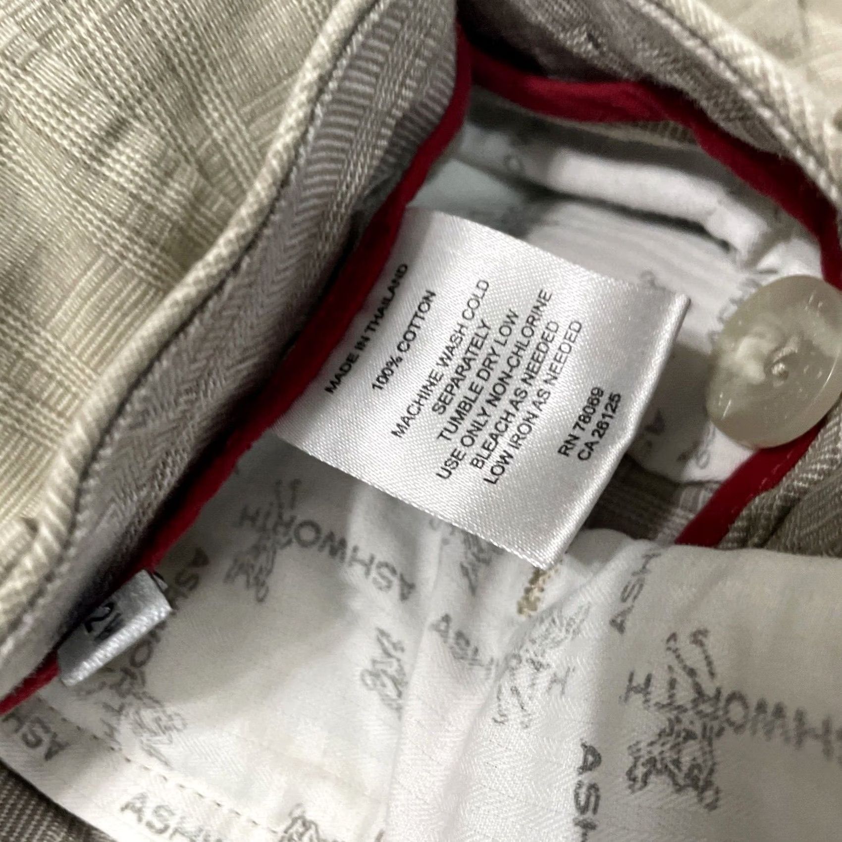 Vintage VINTAGE Ashworth Shorts 32W Men Khaki Beige Plaid Check Flat Front Golf Logo Chino 32 Size US 32 / EU 48 - 4 Thumbnail