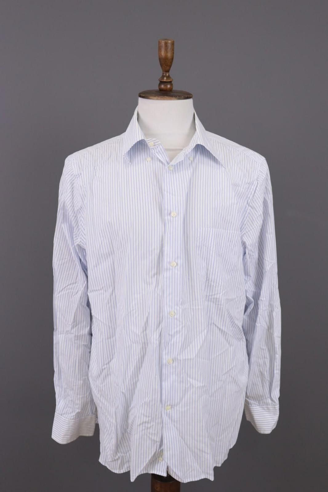 Designer Boggi Milano Regular Fit Pinstre Down Shirt Size 46 / 18 1/2 Size US M / EU 48-50 / 2 - 1 Thumbnail