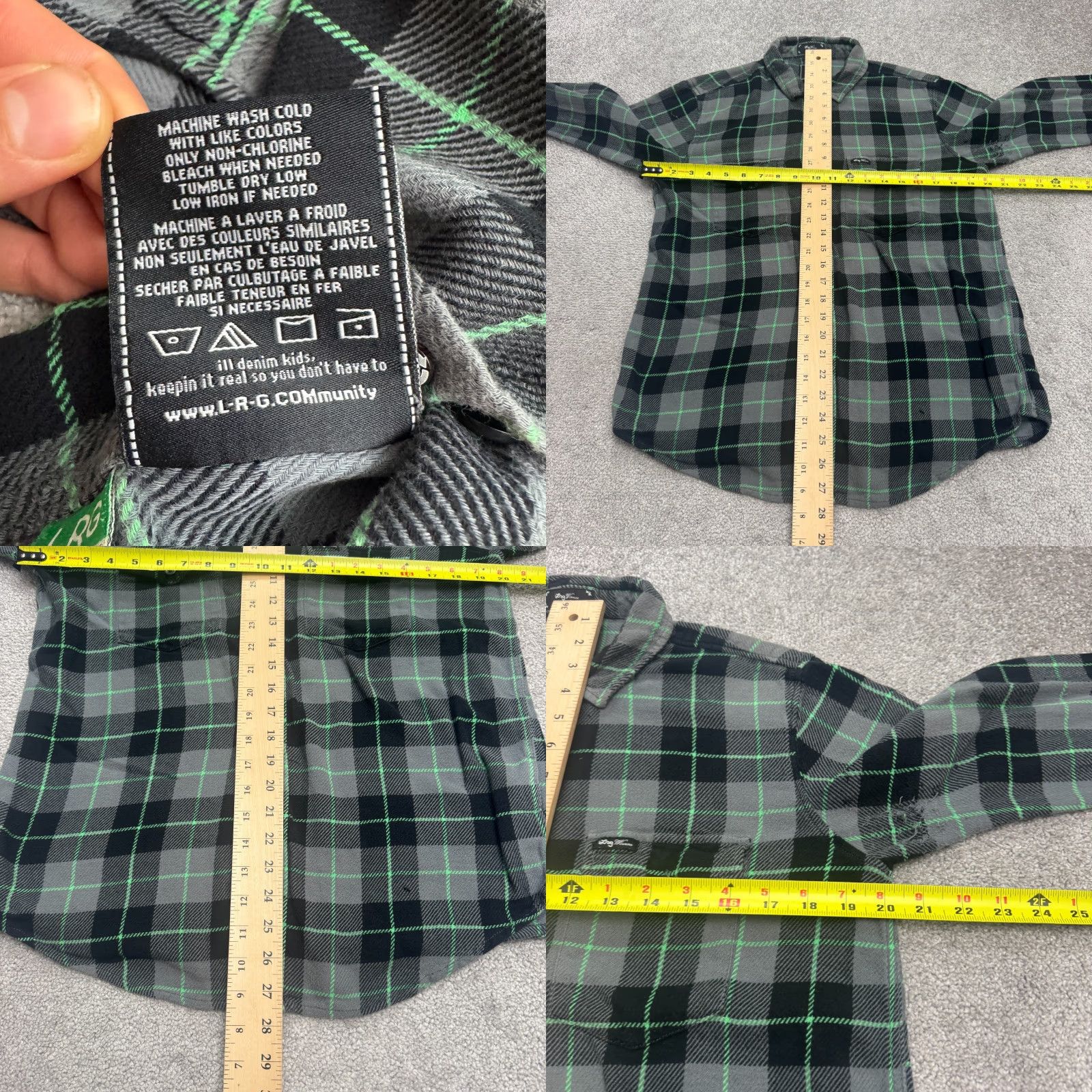 Vintage LRG Shirt Mens S Green Black Plaid Cotton Flannel Button-Up Casual Vintage-Style Outdoor Classic Western 40 in Chest Mens Men Size US S / EU 44-46 / 1 - 9 Thumbnail