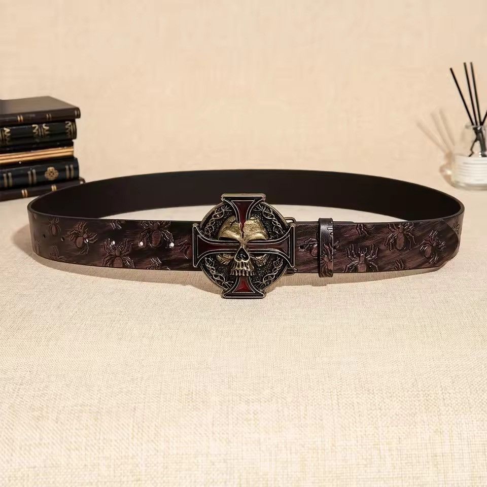 Japanese Brand 112 cm Gothic Spider & Skull Cross Belt Size 32 - 3 Thumbnail