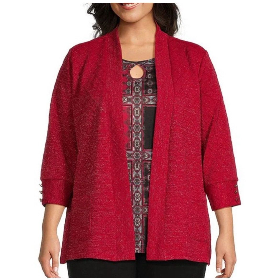 Other Allison Daley Crimson Red Shimmer 3/4 Sleeve Cardigan M Size M / US 6-8 / IT 42-44 - 1 Thumbnail