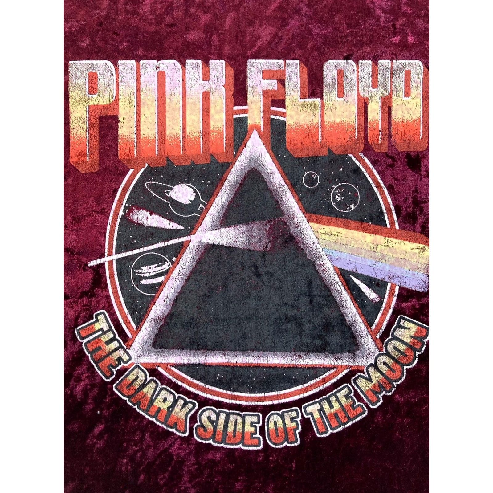 Vintage VINTAGE Pink Floyd T-Shirt Women Medium Velour Red Crew Neck Short Sleeve Classic/Fitted Sleeve Graphic Music Size M / US 6-8 / IT 42-44 - 2 Thumbnail