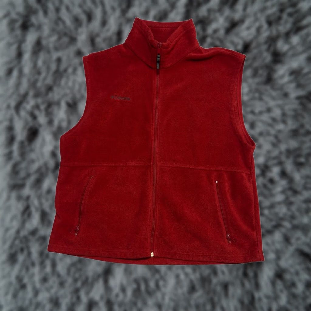 Vintage VINTAGE Columbia Fleece Full Zip Up Sleeveless Vest Sweatshirt Burgundy L Men Wool? Size US L / EU 52-54 / 3 - 1 Thumbnail