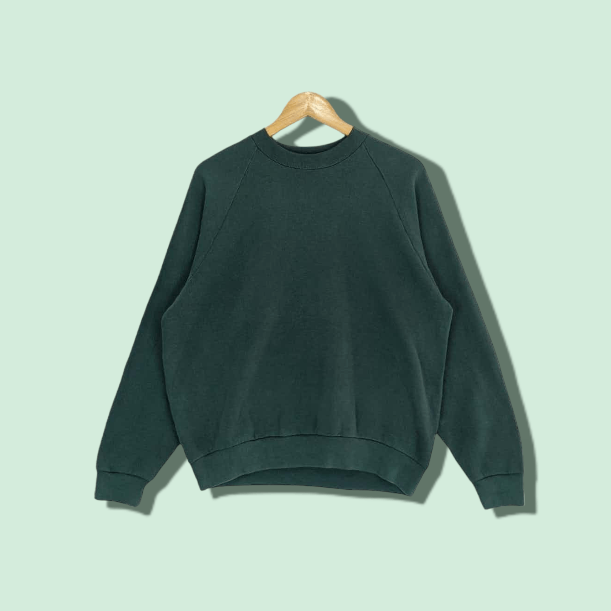 Fruit Of The Loom Vintage 90's FRUIT OF THE LOOM Plain Green Sweatshirt Size L / US 10 / IT 46 - 1 Thumbnail