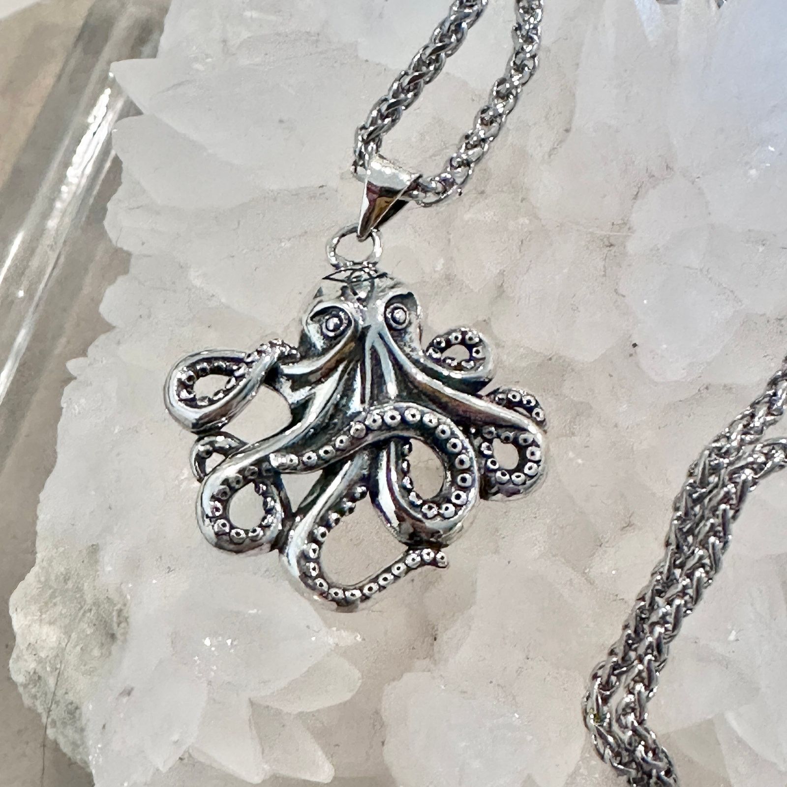 The Unbranded Brand Sterling Silver Octopus Necklace – Oxidized Finish Size ONE SIZE - 2 Thumbnail