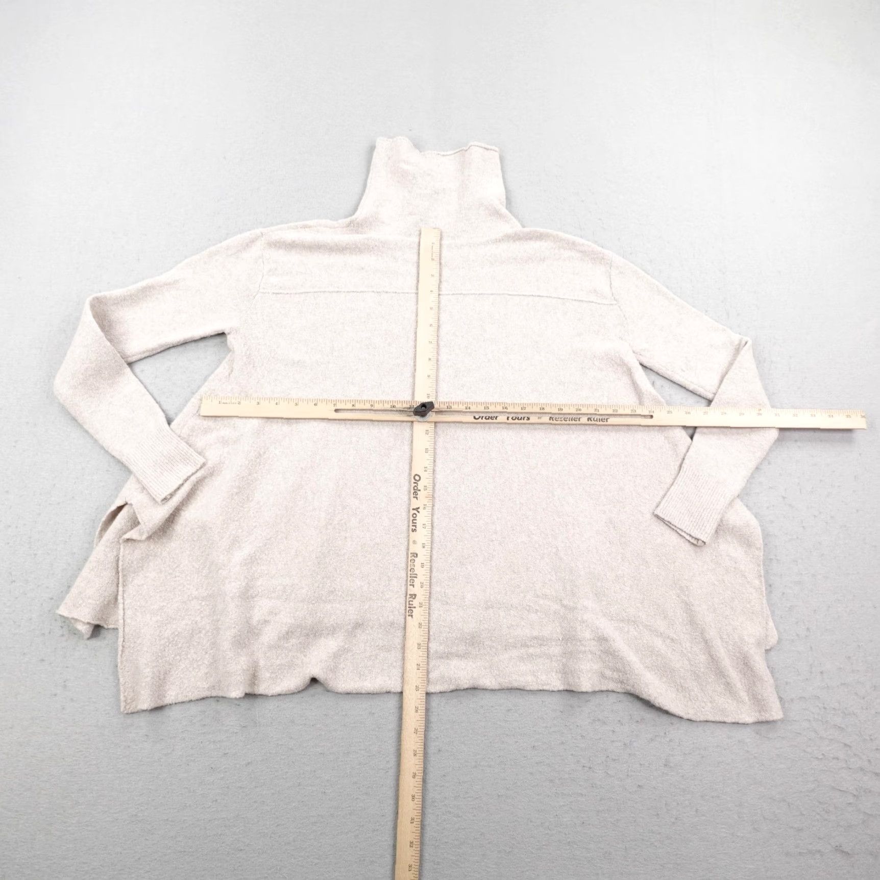Free People Free People Sweater Womens Medium Beige Turtleneck Hi Low Drape Drape Oversized Size M / US 6-8 / IT 42-44 - 6 Thumbnail