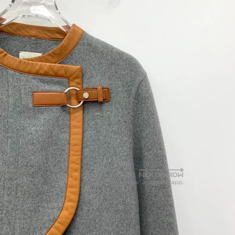Hermes Hermes Grey Cashmere Side-Trimmed Long Sleeve Belted Wool Size XS / US 0-2 / IT 36-38 - 3 Thumbnail