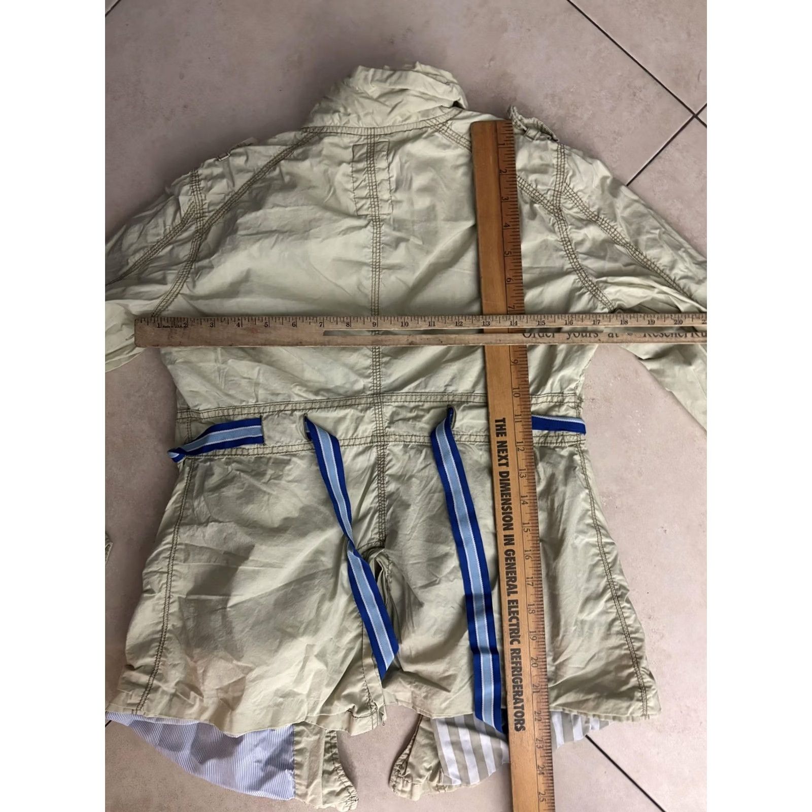 Free People Free People Jacket Womens Small Beige Utility Button Zip Pockets Tie Waist Lined Size S / US 4 / IT 40 - 5 Thumbnail