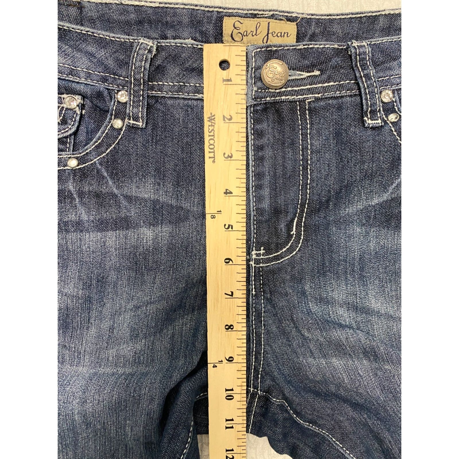 Vintage Earl Jeans Jeans Women's 10 Blue Bootcut Embroidered Bling Rhinestone Pockets Size 32" / US 10 / IT 46 - 7 Thumbnail