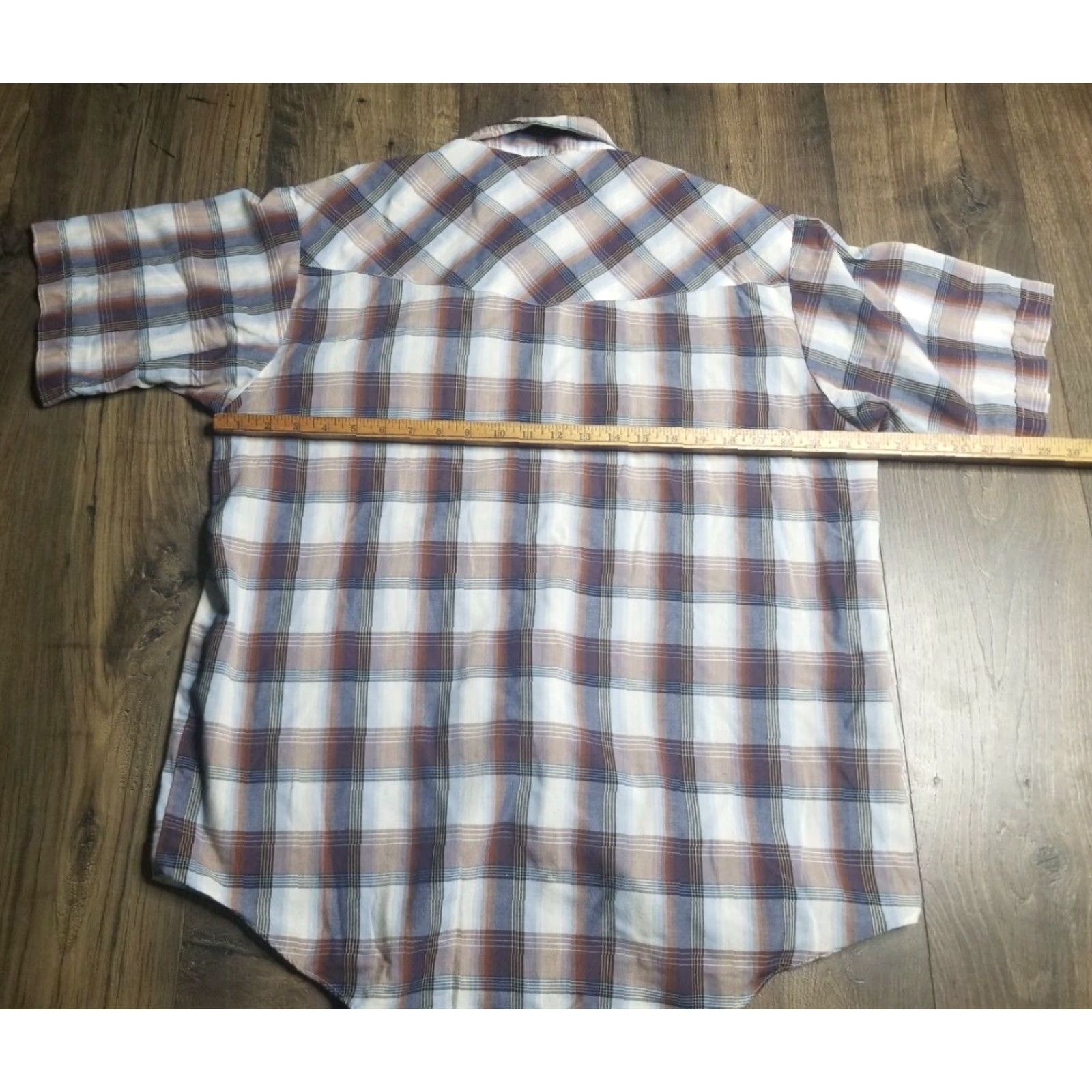 Vintage VINTAGE Plains Western Wear Shirt Plaid Western Pearl Snap Short Sleeve L Blue Mens Regular Shirt Blue Cowboy Retro Rockabilly 90s Mens Size US L / EU 52-54 / 3 - 2 Thumbnail
