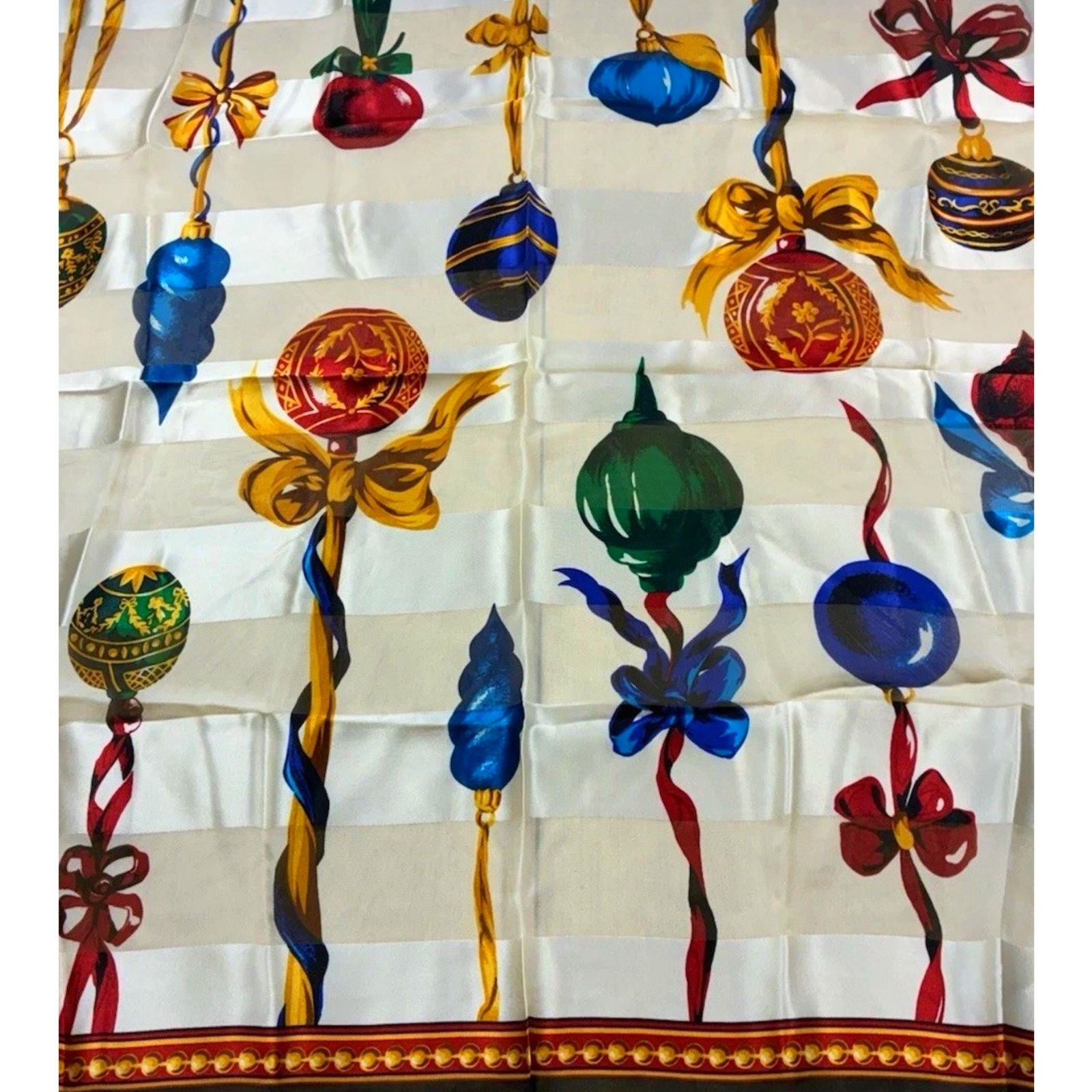 Talbots VTG Talbots 100% Silk Scarf Holiday Ornament Square Xmas Size ONE SIZE - 2 Thumbnail