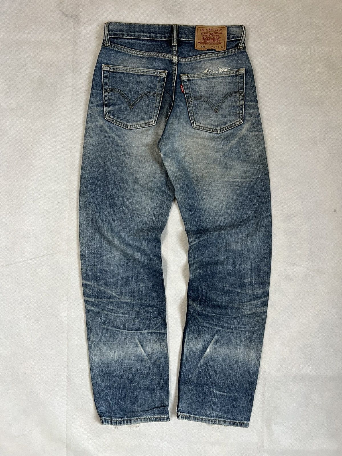 LVC × Levi's Vintage Clothing Vintage 90's Levis Distressed And Aging Karakuri Denim Size US 29 - 4 Thumbnail