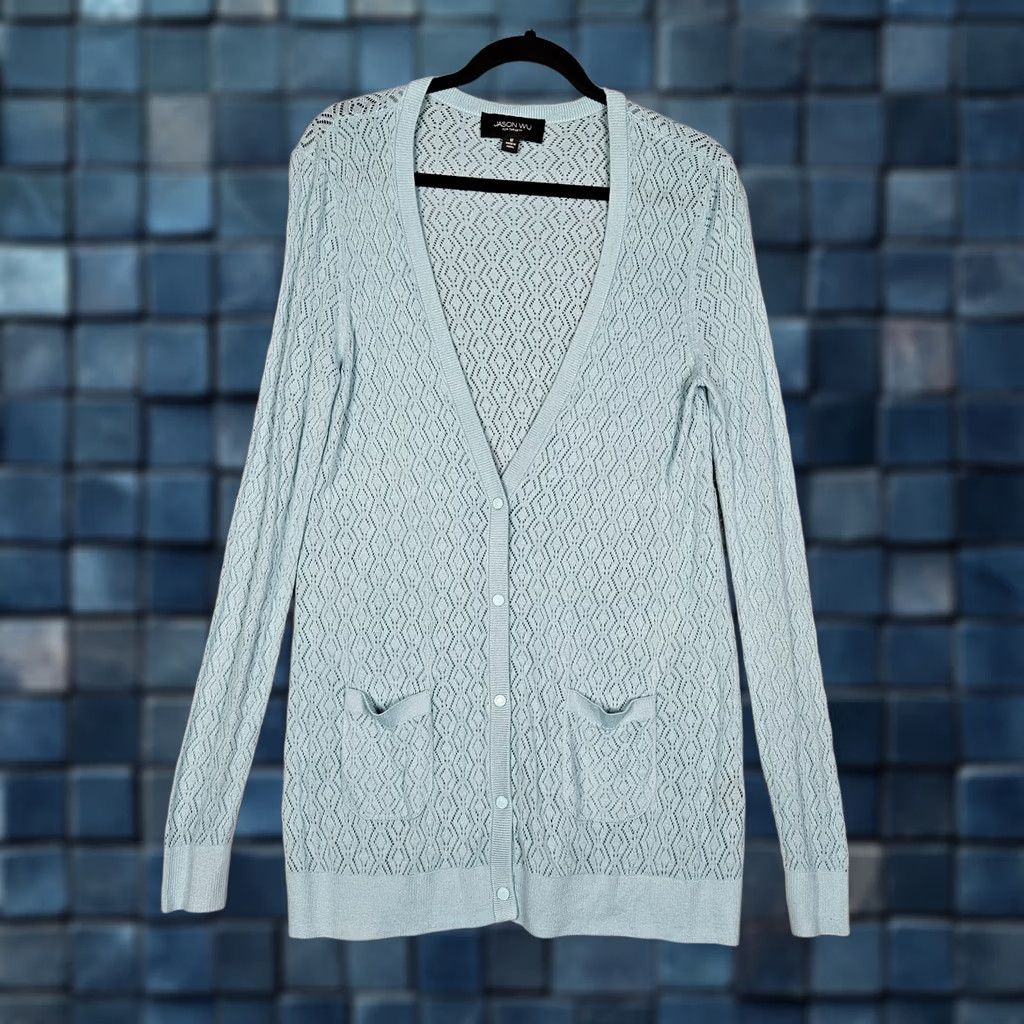 Jason Wu JASON WU FOR Target Women's Blue Pointelle Cardigan Size M Size M / US 6-8 / IT 42-44 - 1 Thumbnail