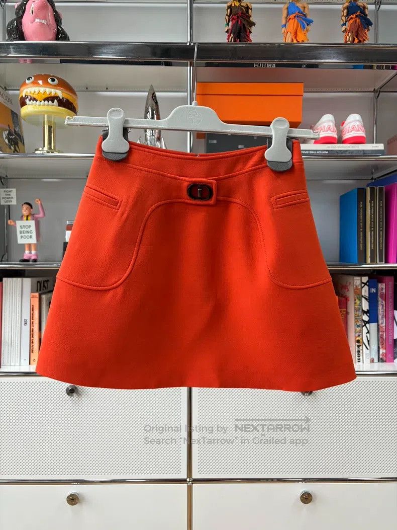 Dior Dior Orange-red silk wool short skirt Size 42" / US 20 - 1 Thumbnail