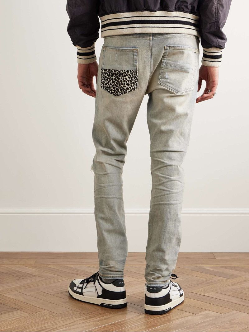 Amiri o1orln0426 MX1 Skinny-Fit Panelled Distressed Jeans Blue Size US 31 - 4 Thumbnail