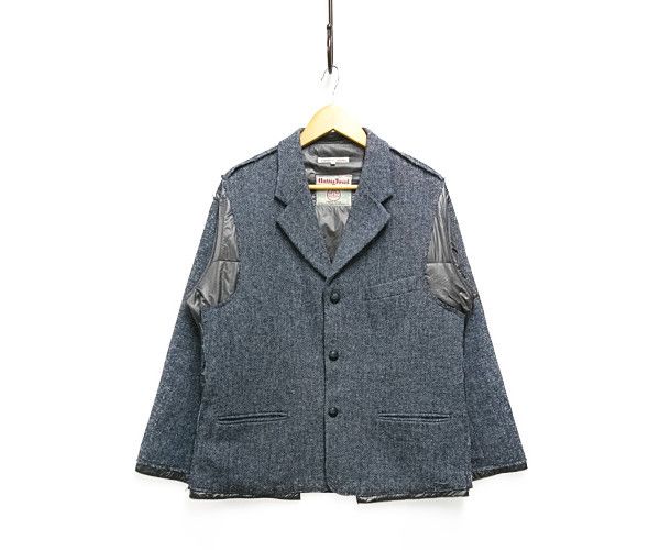 image of Needles Jacket Harris Tweed 3 Button Nylon Inseam Pocket Gray in Grey, Men's (Size XS)