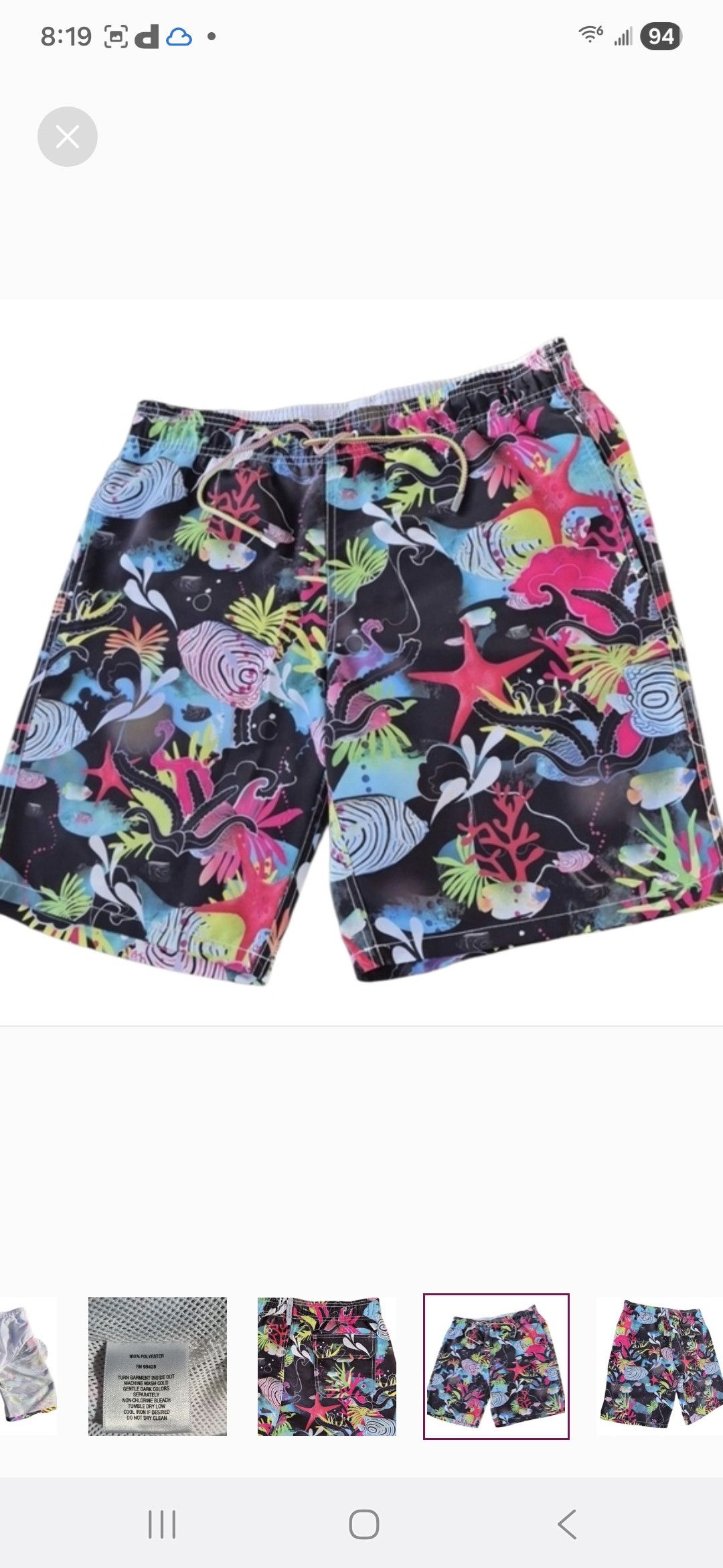 BUGATCHI Bugatchi Uomo Aquatic Print Swim Trunks. Size US 35 - 6 Thumbnail