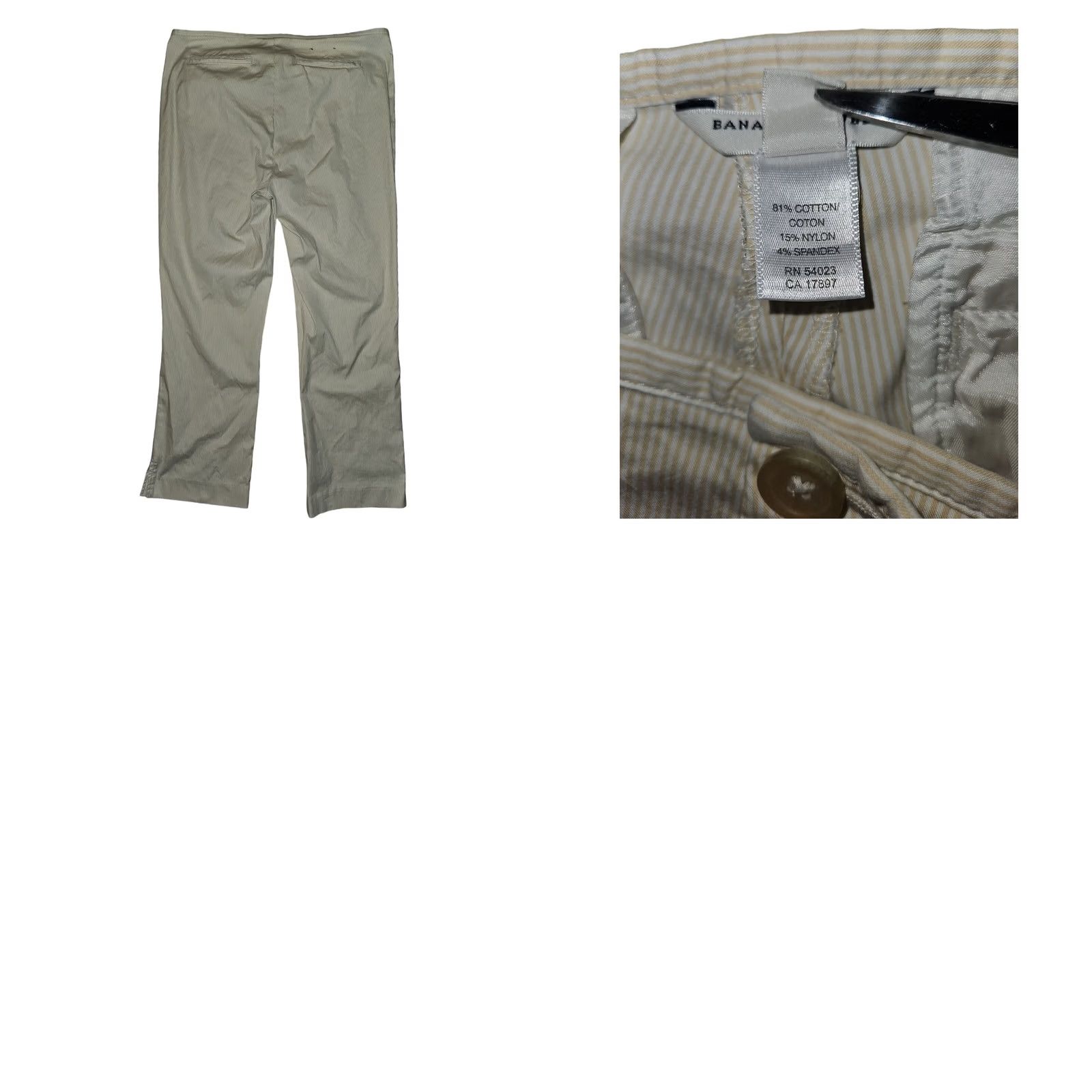 Banana Republic VINTAGE Banana Republic Martin-Fit Pants Women's 10 White Gold Stripes Slit Workwear Size 32" / US 10 / IT 46 - 8 Thumbnail
