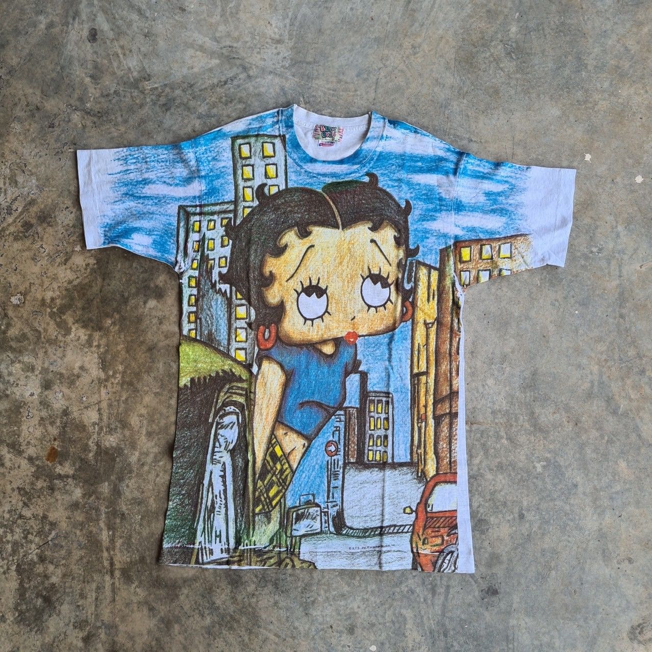 Vintage *RARE* 90s BETTY BOOP AOP NYC NEW YORK PINUP VINTAGE T 