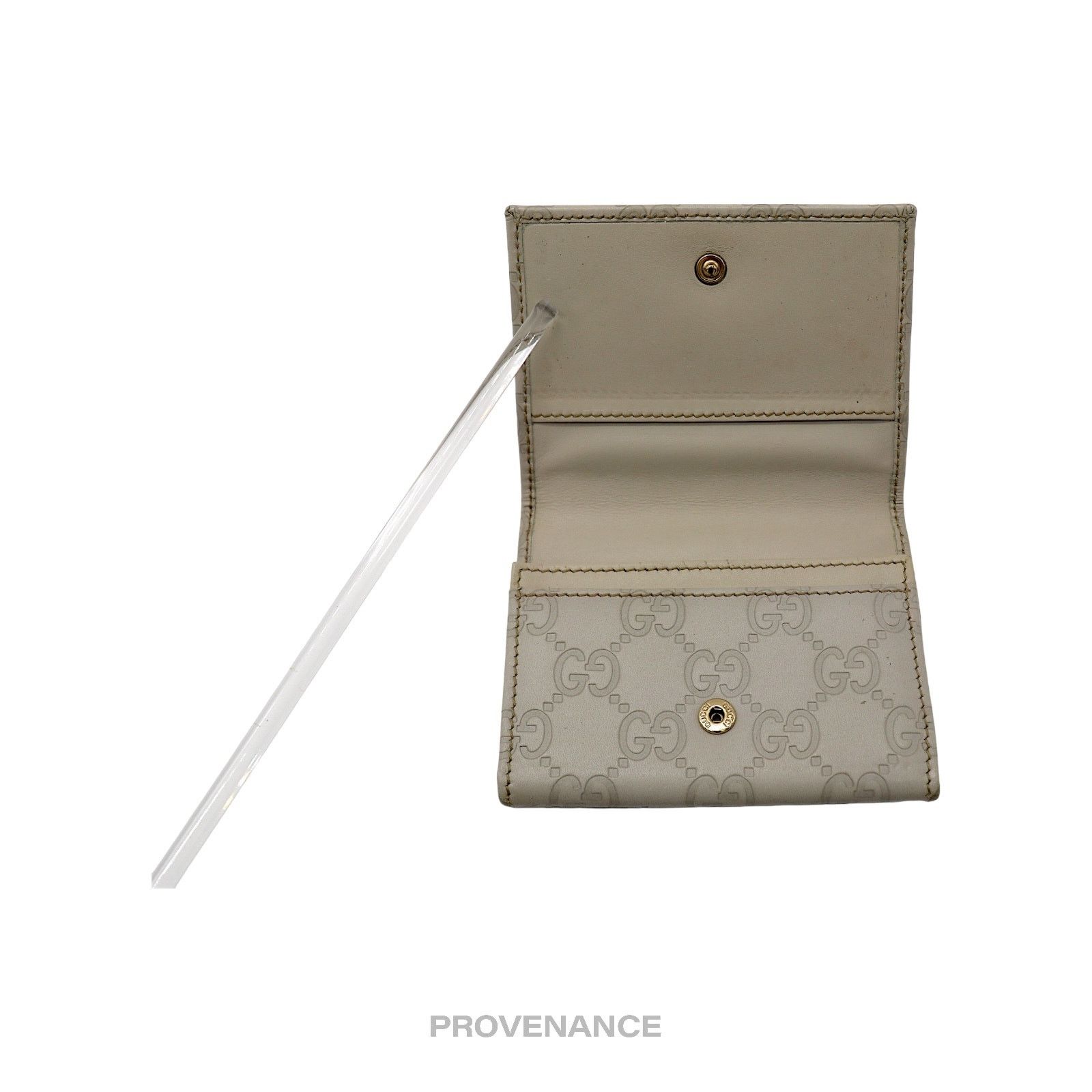 Gucci 🔴 Gucci Snap Card Wallet - Ivory GG Guccissima Leather Size ONE SIZE - 4 Thumbnail