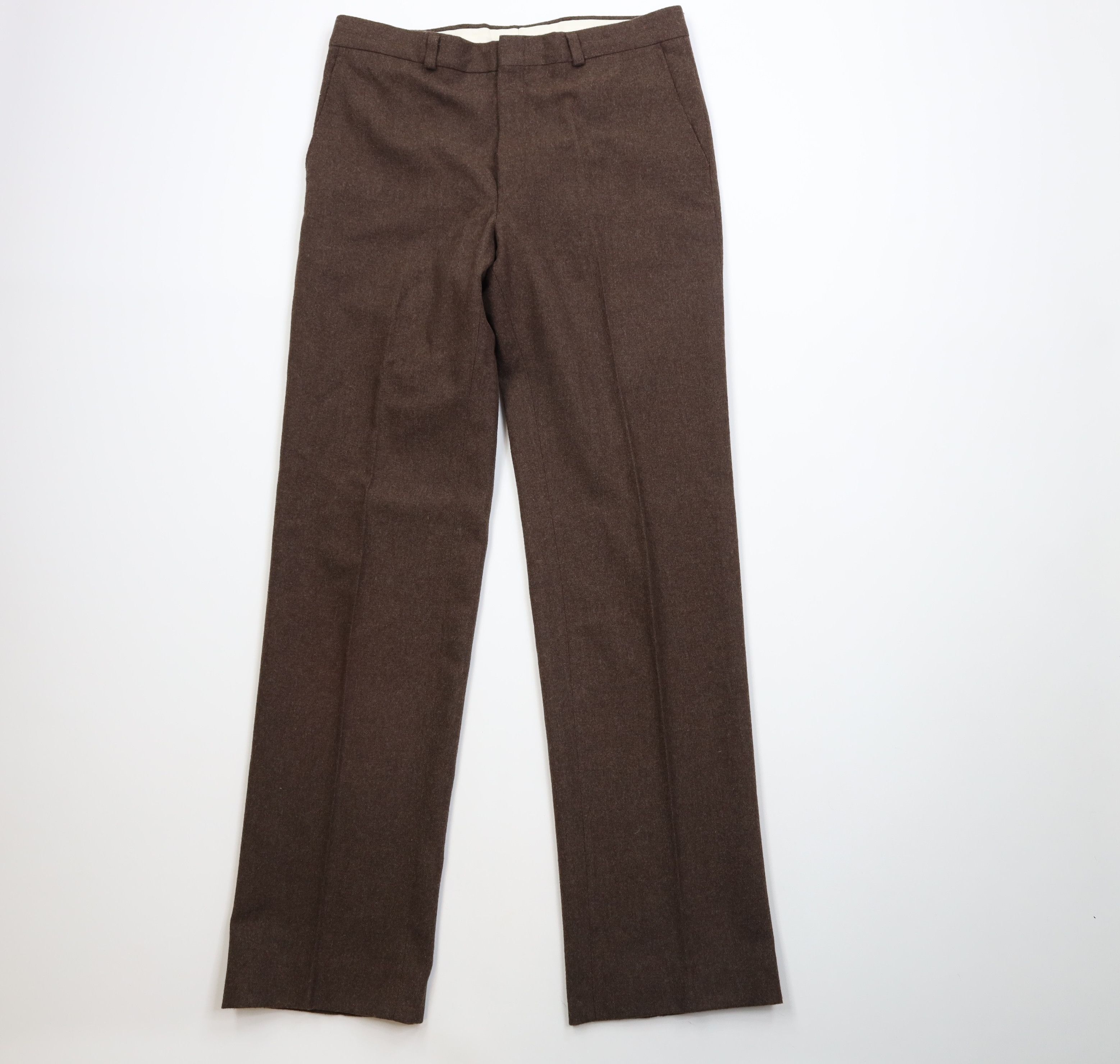 Vintage Vintage 70s Streetwear Wool Wide Leg Chino Pants Brown USA Size US 34 / EU 50 - 1 Thumbnail