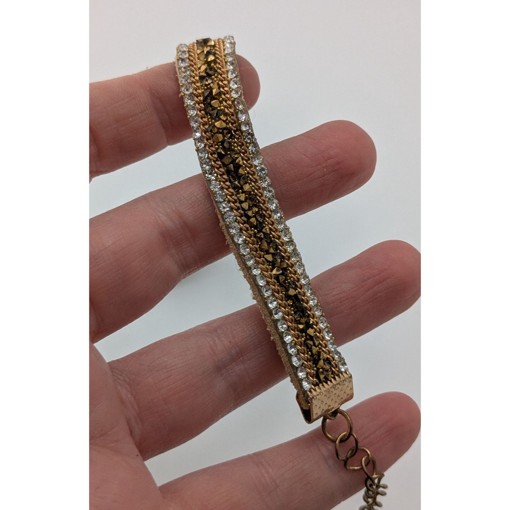 Other Vintage Boho Glam Rhinestone Beaded Suede Choker Necklace Size ONE SIZE - 11 Thumbnail