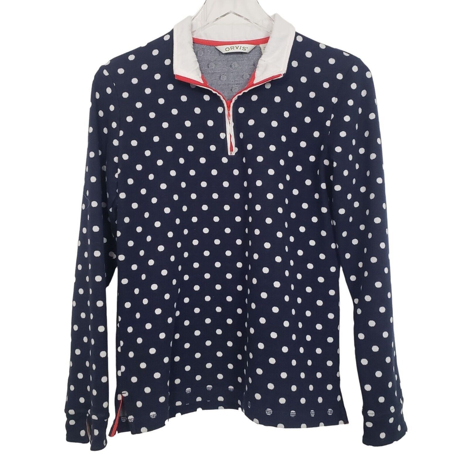 Orvis Orvis Polka Dot Sweater Womens Size Small Blue Knit Stretch Size S / US 4 / IT 40 - 1 Thumbnail