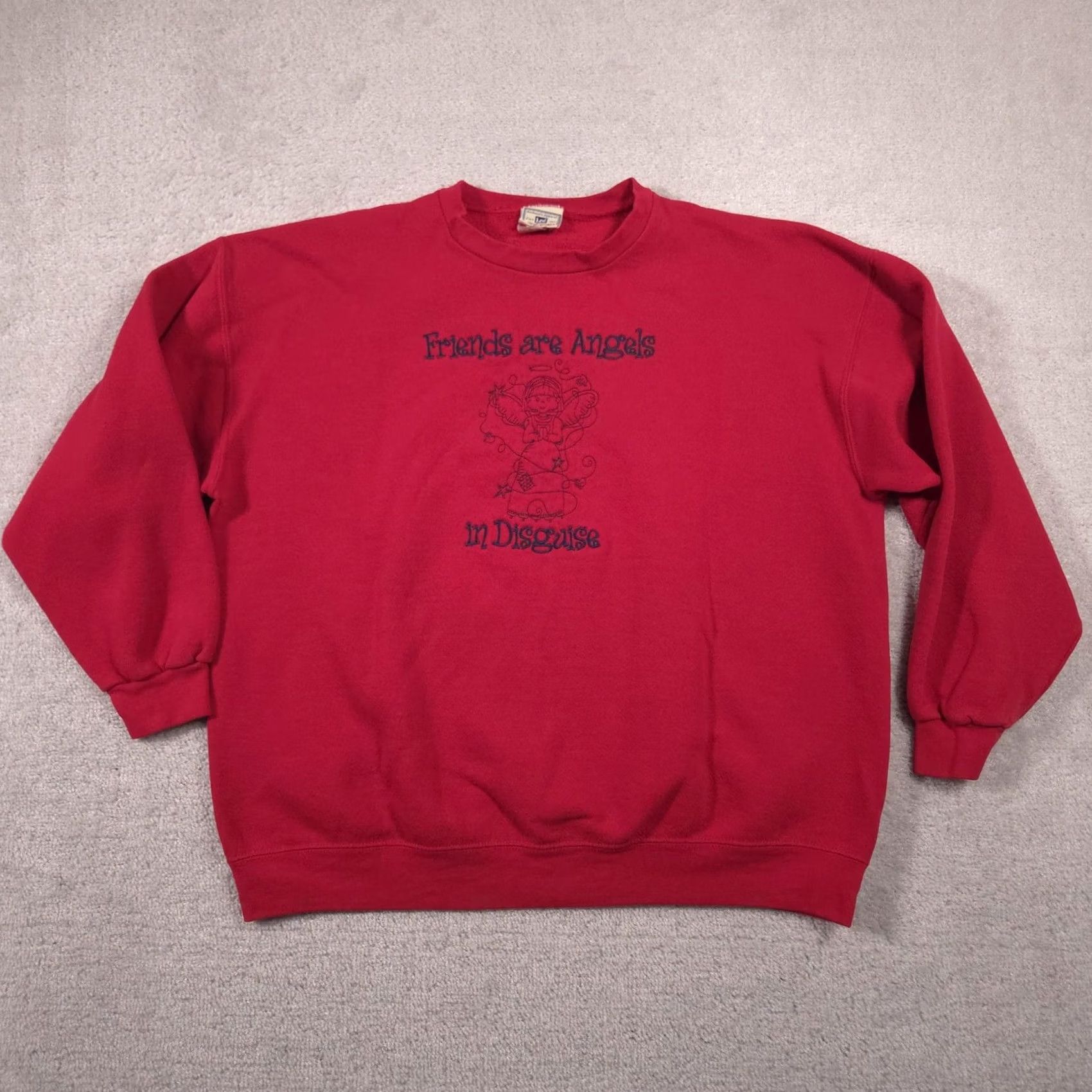 Lee Lee Sweatshirt Mens XL Red Friends Angels In Disguise Graphic Fleece Pullover Size US XL / EU 56 / 4 - 2 Thumbnail