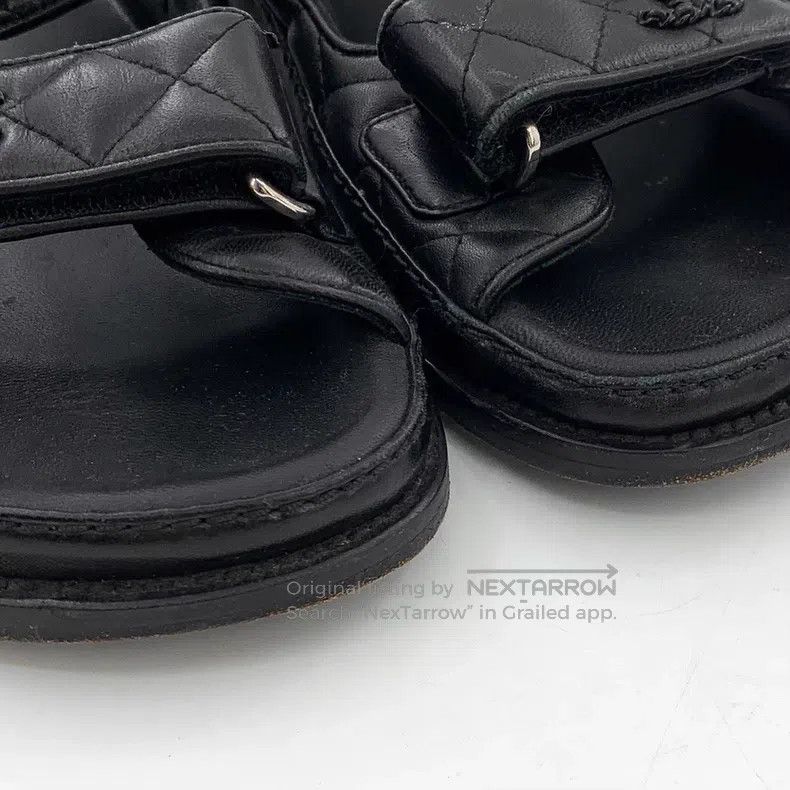 Chanel Chanel Black logo Velcro casual flat sandals Size US 7.5 / IT 37.5 - 9 Thumbnail