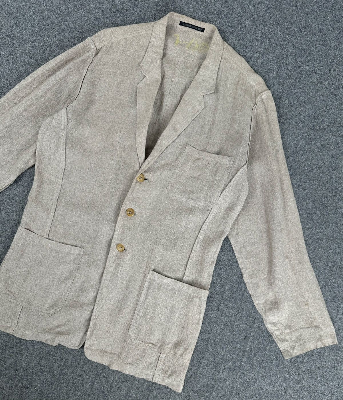 Yohji Yamamoto Yohji Yamamoto Pour Homme - S/S1994 3B Linen Jacket Size US S / EU 44-46 / 1 - 3 Thumbnail