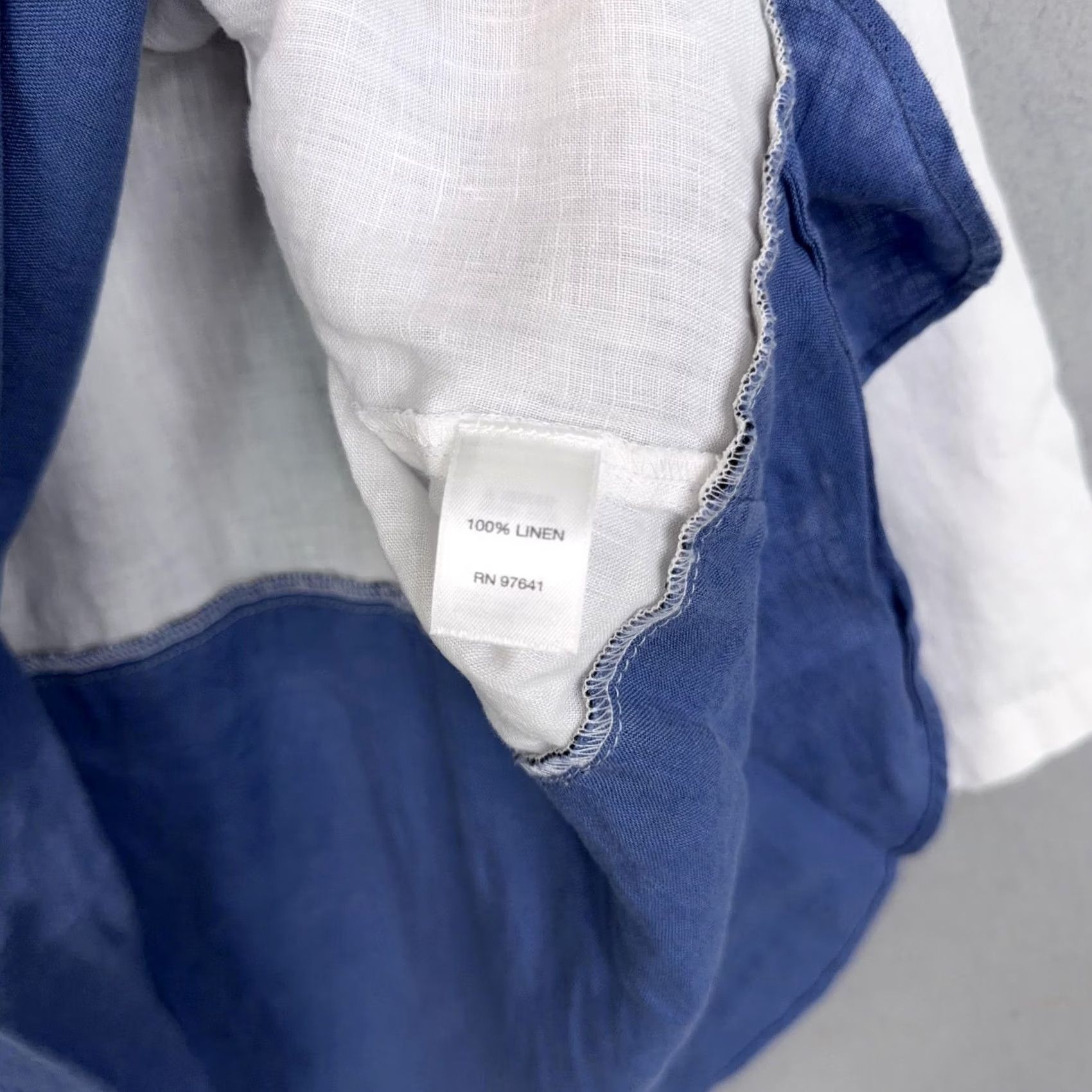 J. Jill J Jill Blouse Womens M White Blue Colorblock Linen Tunic Top Shirt Summer Size M / US 6-8 / IT 42-44 - 4 Thumbnail